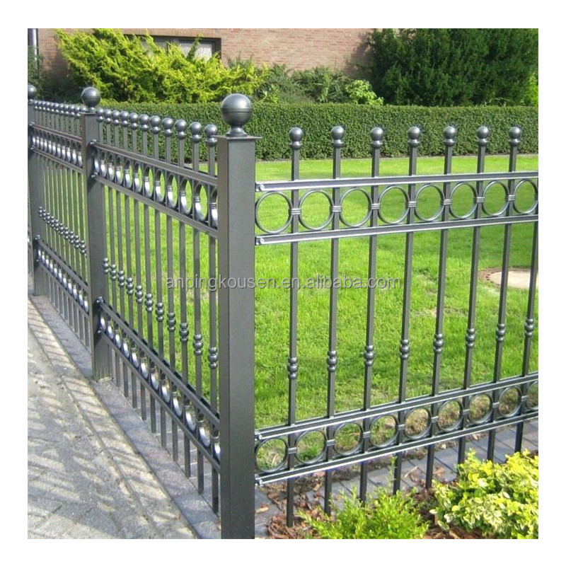 3m Black Aluminum Hot Dipped Galvanized Powder Coated Garden Steel Fence Panels With Post