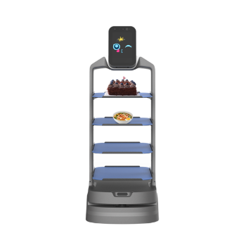Delivery Robot AI Catering Delivery Food Waiter in Shop Voice Interaction And Advertising Delivery Robot