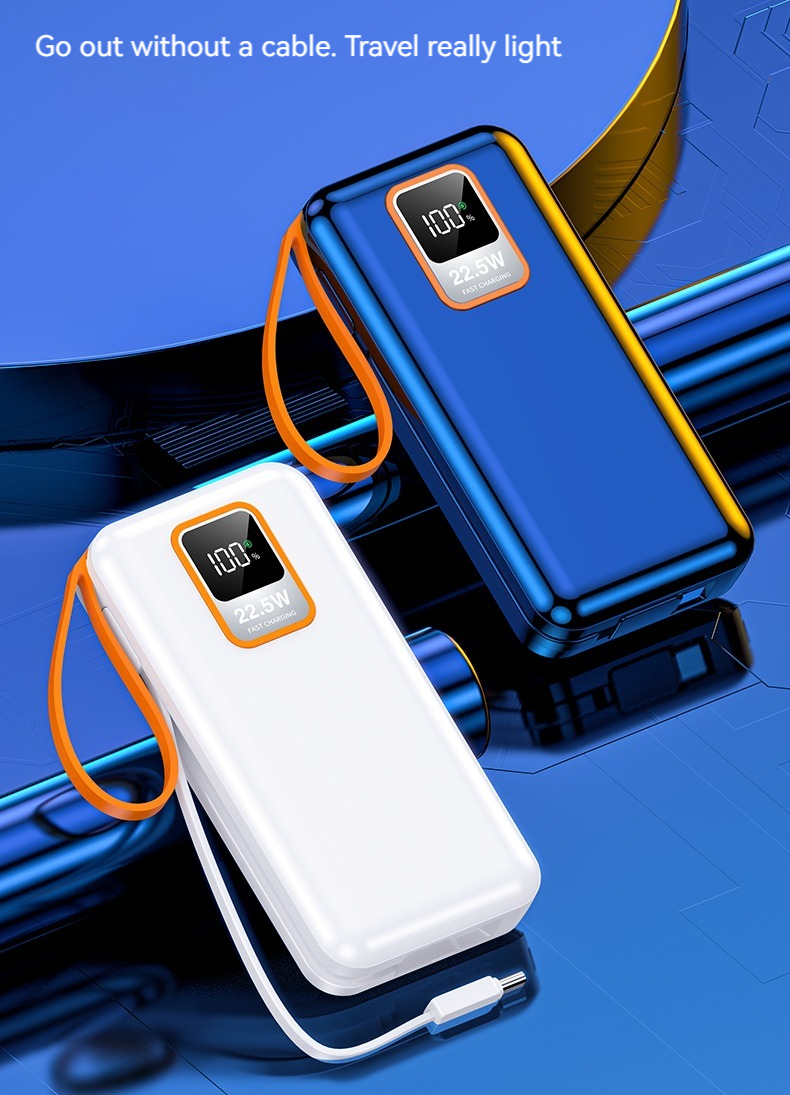 Mobile Phones Devices 10000mAh PD Power Charger Portable Outdoor Power Banks with Cable