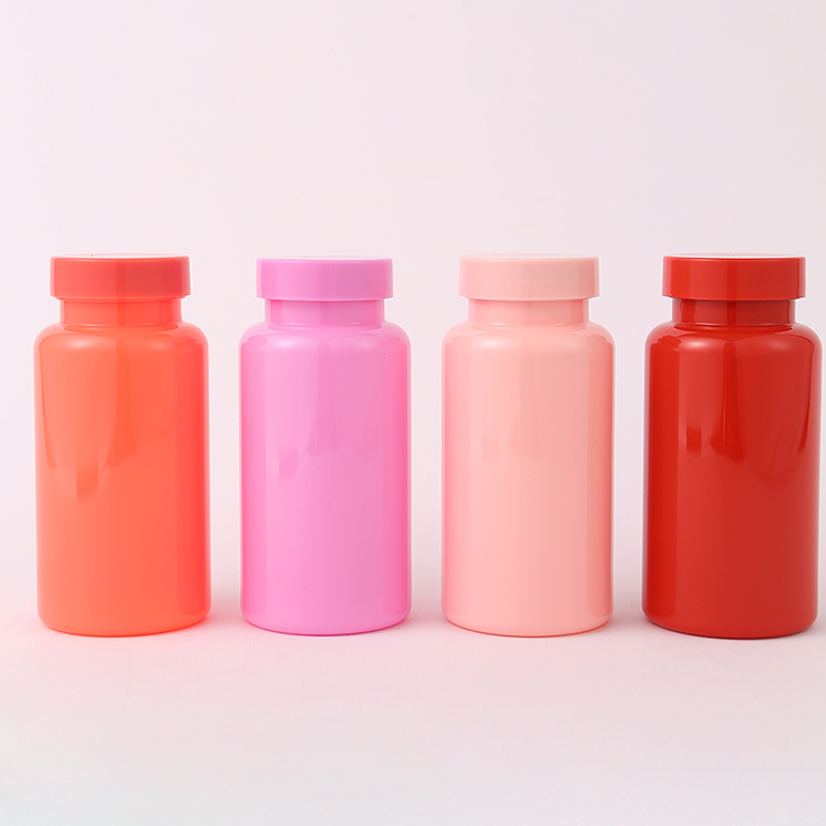 Vitamin Capsule Pill Plastic Bottle Packaging 150Ml Red Pink Empty Supplement