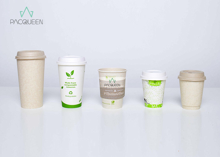 Tree Free Recycled Compostable Paper Takeaway Cups With Lids Custom Printing