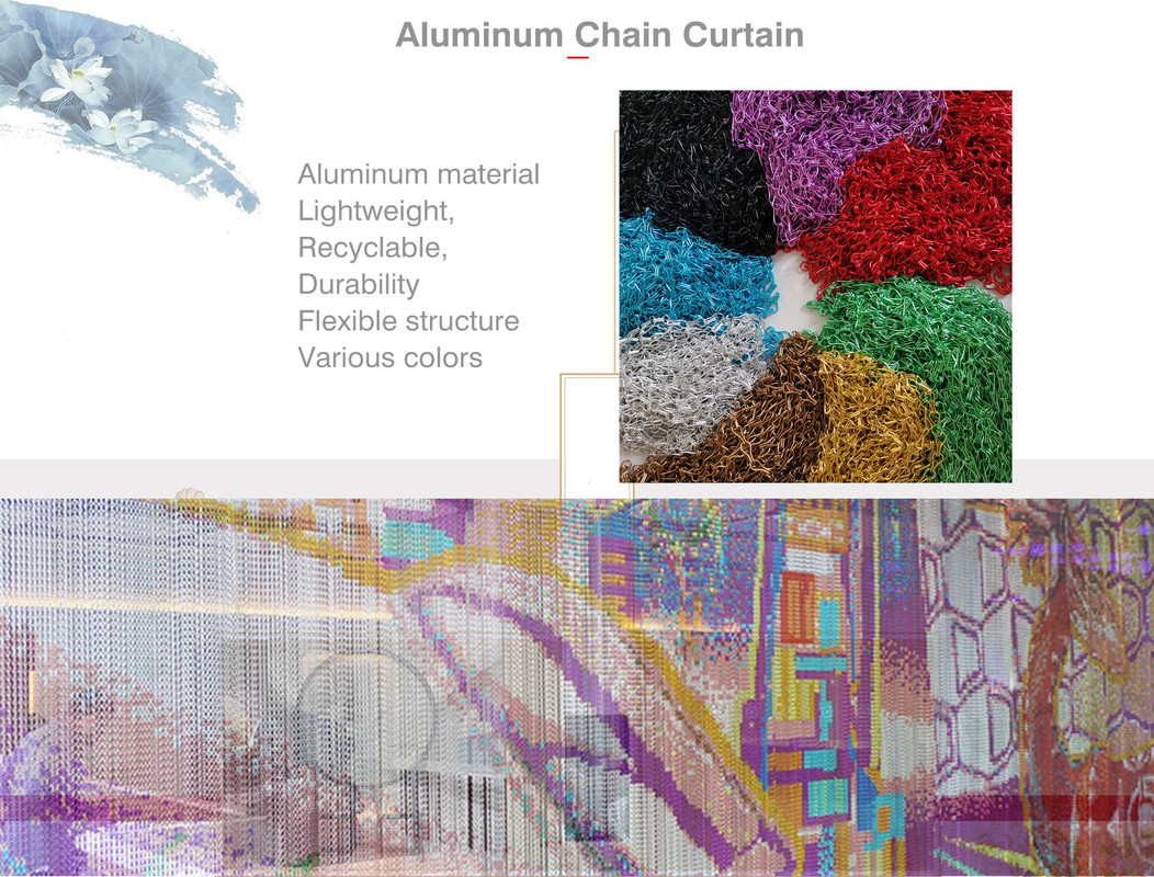 Anodized Aluminium Metal Chain Link Curtains Used As Wall Coverings