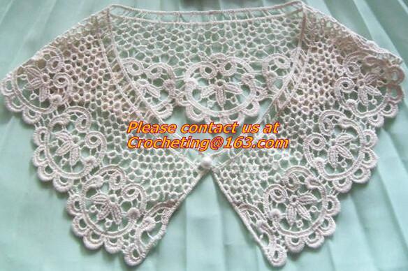 Retro Fashion Cotton Crochet Lace Collar Gorgeous Flower Motif Neckline Faux