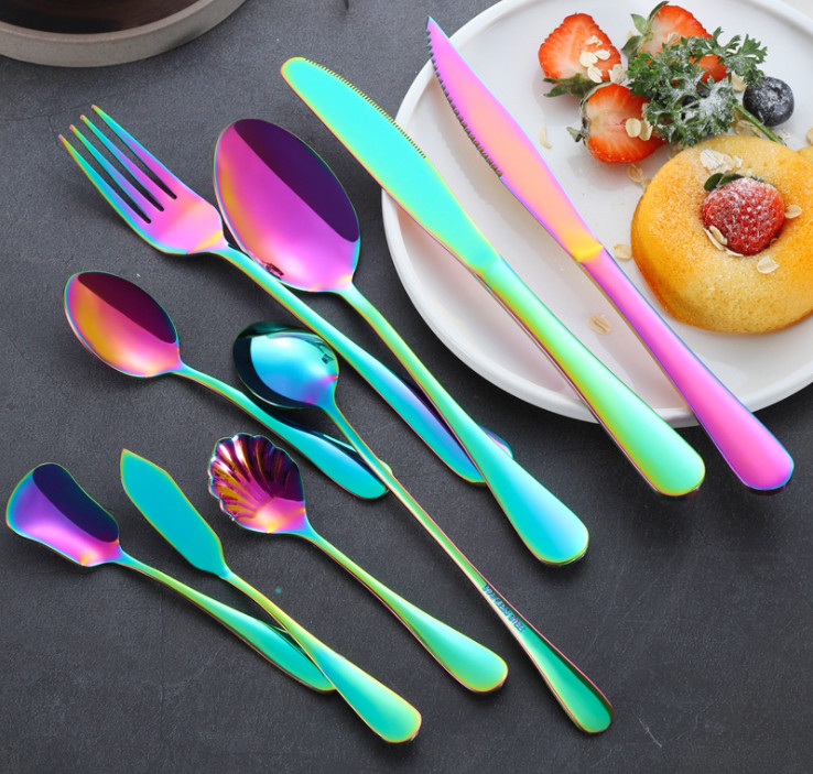 NEWTO Stainless Steel Colorful Flatware/Kitchen Cutlery /Knife Fork Spoon