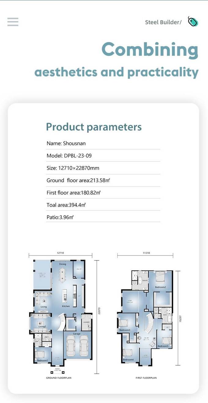 Highly Customizable Light Gauge Steel Construction Modular Houses AS/NZS