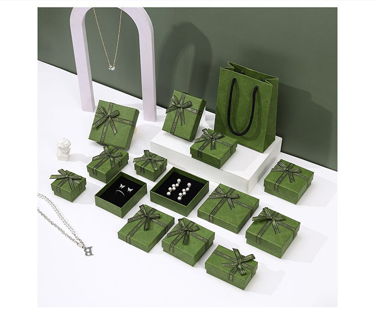 Luxury Green Jewelry Drawer Box Lid And Base Type For Necklace Bracelet Earrings Ring