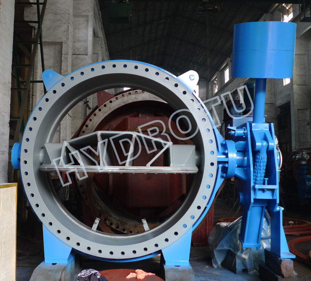 DN 0.25 - 2.5 Mpa Hydraulic Counter Weight Flanged Butterfly Valve For Hydropower Project
