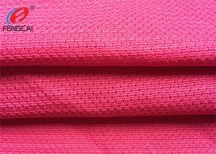 Plain Dyed Knitted Athletic Sports Mesh Fabric 100 % Polyester Garment Fabric