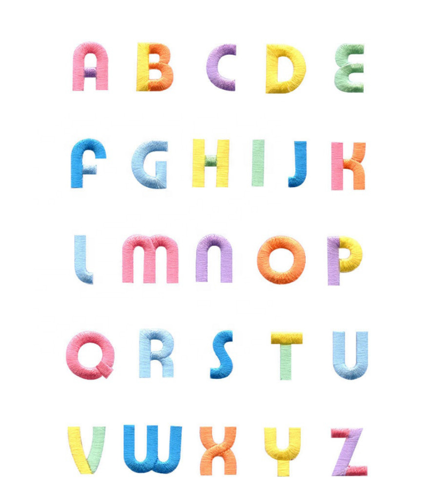 Eco Friendly 3D 6cm Name Embroidery Patch Iron On Letters Alphabet