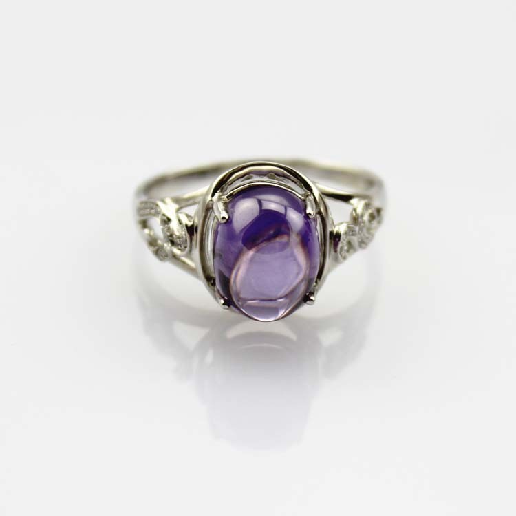 Created Oval Ruby CZ Diamonds Sterling Silver Women Ring (R122)