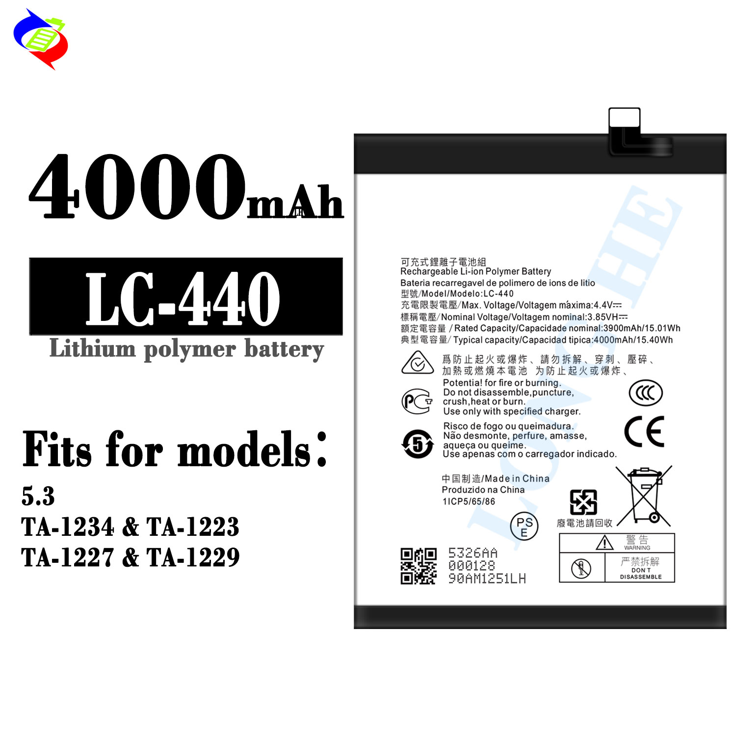 4000mAh Battery for Nokia 5.3 TA-1234 TA-1223 TA-1227 TA-1229 LC-440 Rechargeable