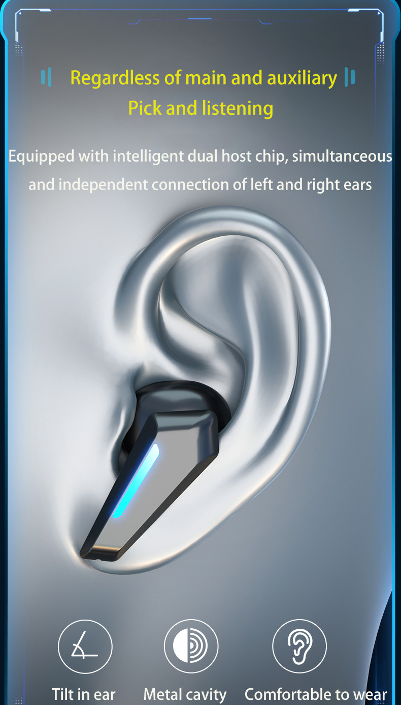 Wireless gaming earbuds long durable rechargeable electronic sports for game
