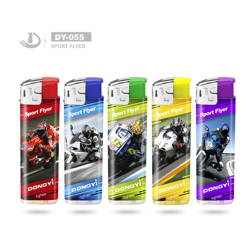 White Color Customized Brand Electronic Windproof Electric Plastic Gas Lighter with Butterfly