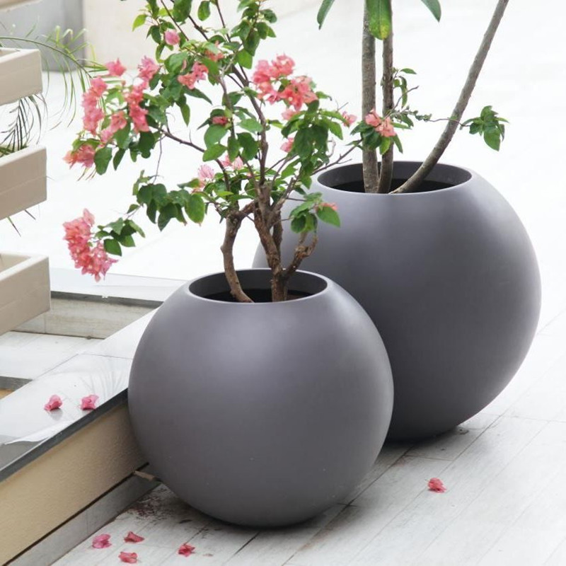 Fiberglass Planter Box Round Shape With Matte Or Shiny Finished
