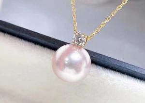 China 2ct Single Freshwater Pearl Necklace , 0.03ct Diamond Accent Necklace on sale