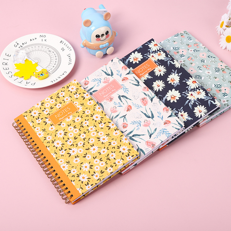 pocket size Thick Spiral Bound Notebook 105mm Length Flower Printed