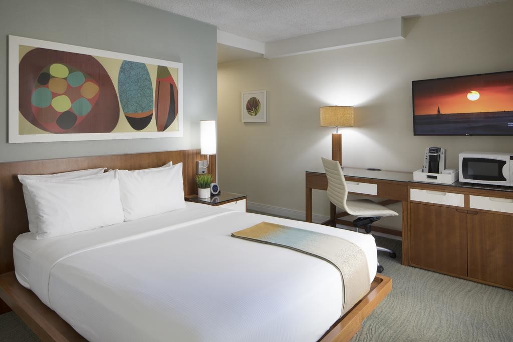 Hospitality Room Furniture Modern design Walnut wood King bed and Combined TV cabinet with Glass top Desk in KD cartons