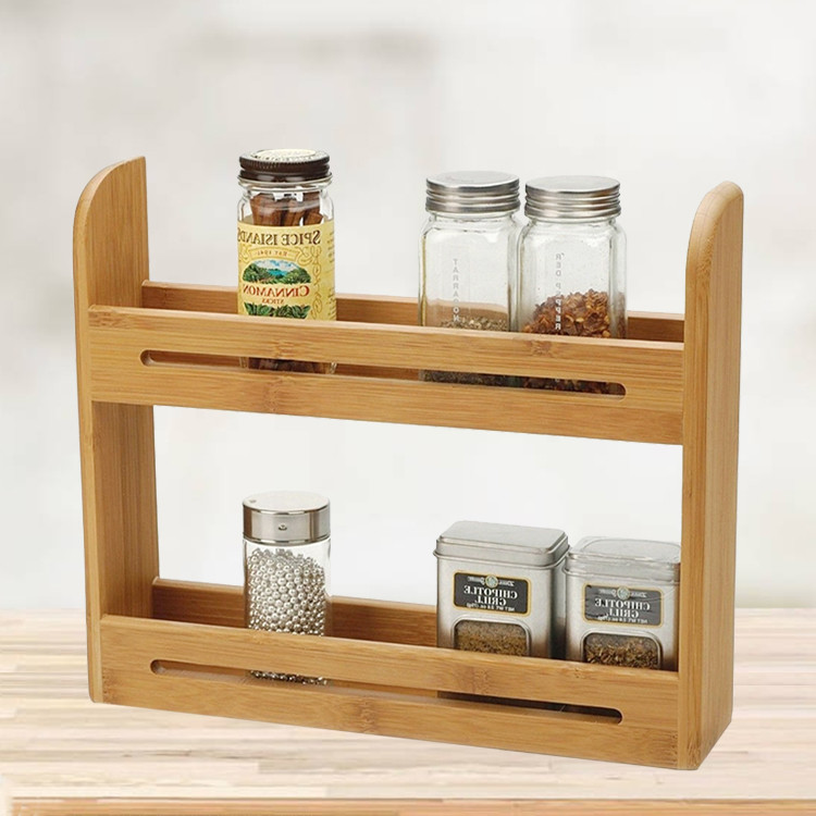 Countertop Seasoning Stand Bamboo Kitchen Shelf Wooden Crafts Supplies