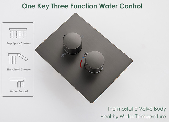 Concealed Wall Mounted Shower Set Black Finish 0.1-1.6MPa Water Pressure