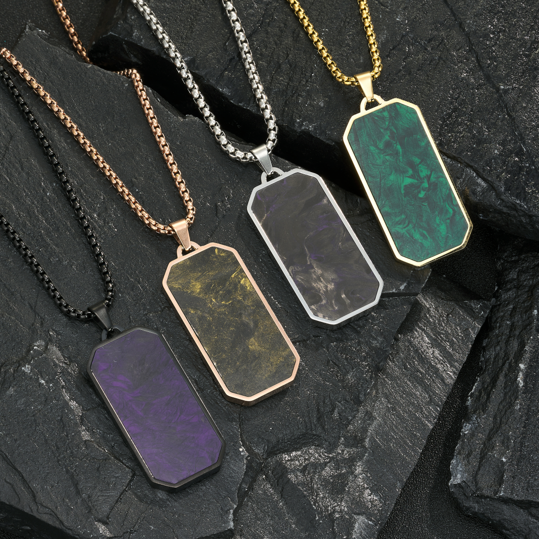 Black Men's Forged Carbon Fiber Pendant Chain Necklace Jewelry Accesories