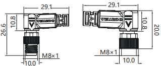 IP67 M8 Connector Harness Double End Precast Wire Harness Male / Female Bend 4P Towing Chain 5m