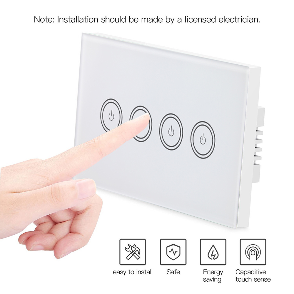 2 Gang US Touch Wifi Power Switch , Remote Control Switch 120 * 72 * 34mm