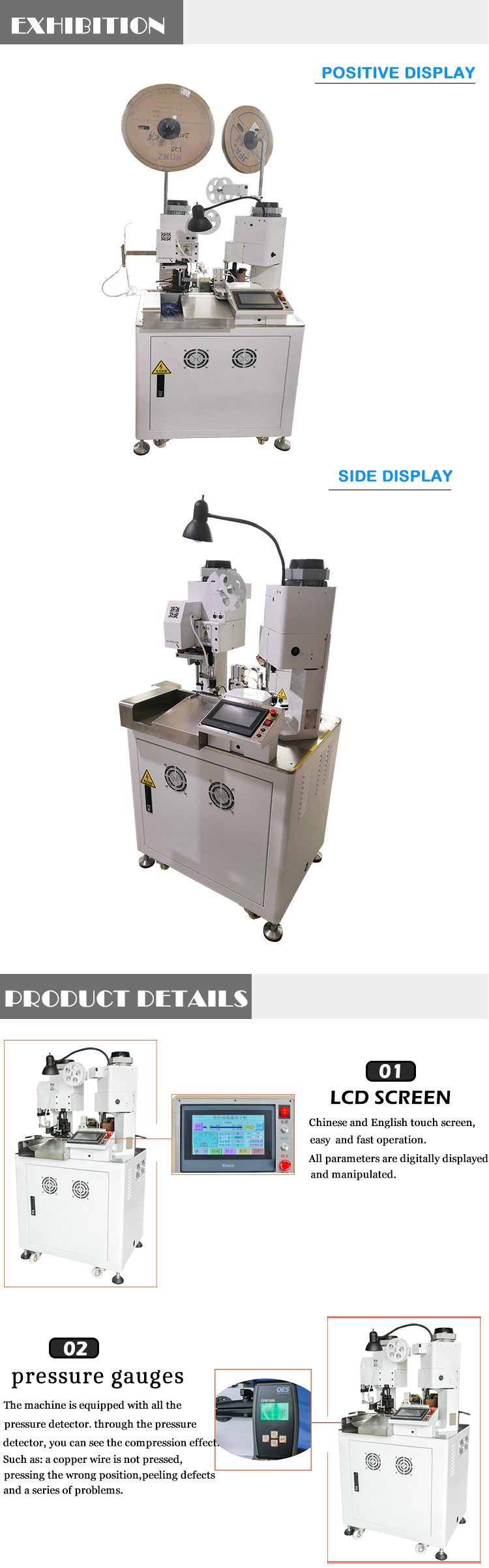 1500KG Pressing Ability Automatic Cable Wire Cutting Stripping and Crimping Machine