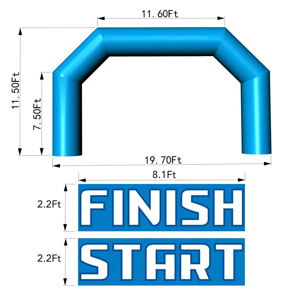 Blue 20ft Inflatable Archway Event Arch Entrance Finish Line Inflatable Race Advertising Arch for Marathon