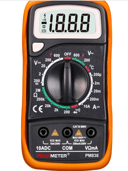 Manual Range Handheld Digital Multimeter Voltage DC Current Resistance Temperature Detection