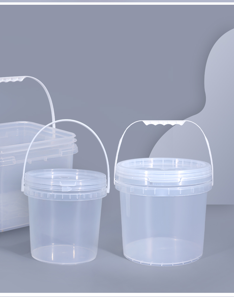 Customrized Logo White 1L Plastic Round Candy Tool Cookie Bucket With Lid And Handle