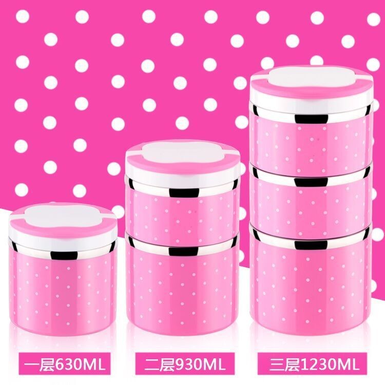 colorful stainless steel round food container ,0.7L to 2.1L food carrier,lunch box,14CMfood lunch container