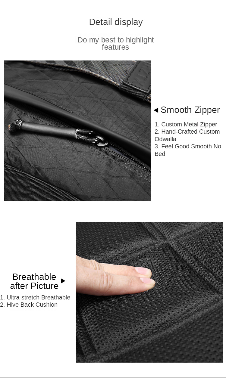 PU Leather Travel Men Business Backpack With Physiological Curve Back