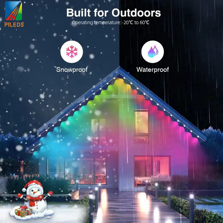 RGBIC LED Christmas Lights Under Eaves IP68 Waterproof For Outdoor Decoration