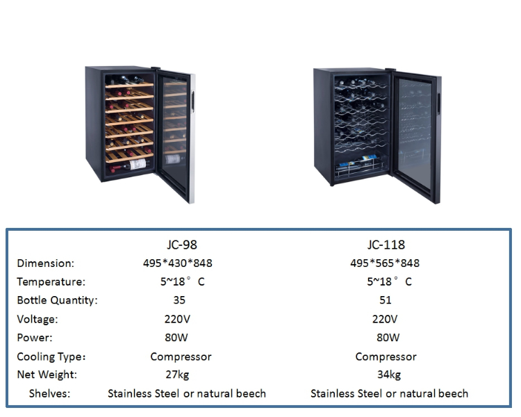 98L Hotel Freestanding Wine Refrigerator , Odorless Wine And Beverage Cooler