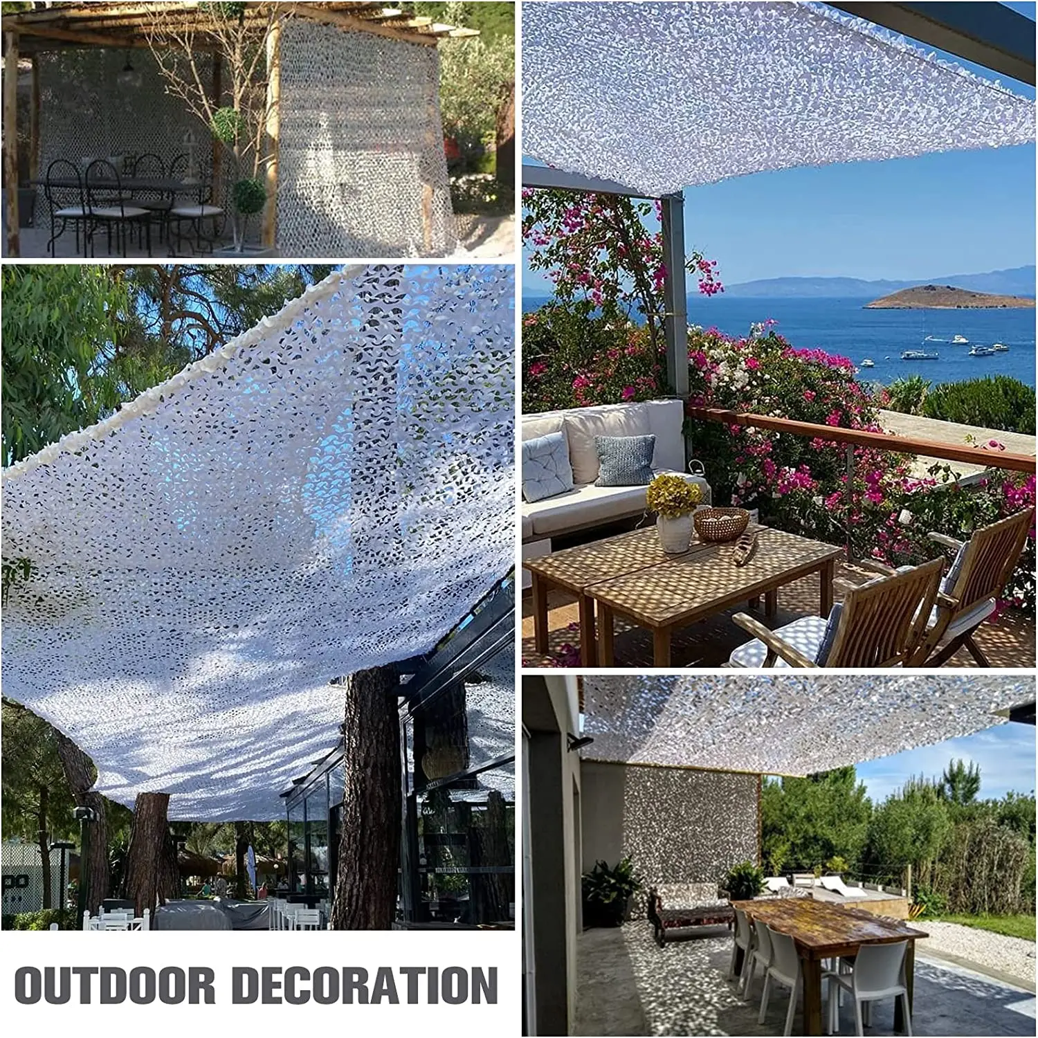 Snow White Helmet Camouflage Net For Camp Photography Bulk Roll Mesh Cover Party