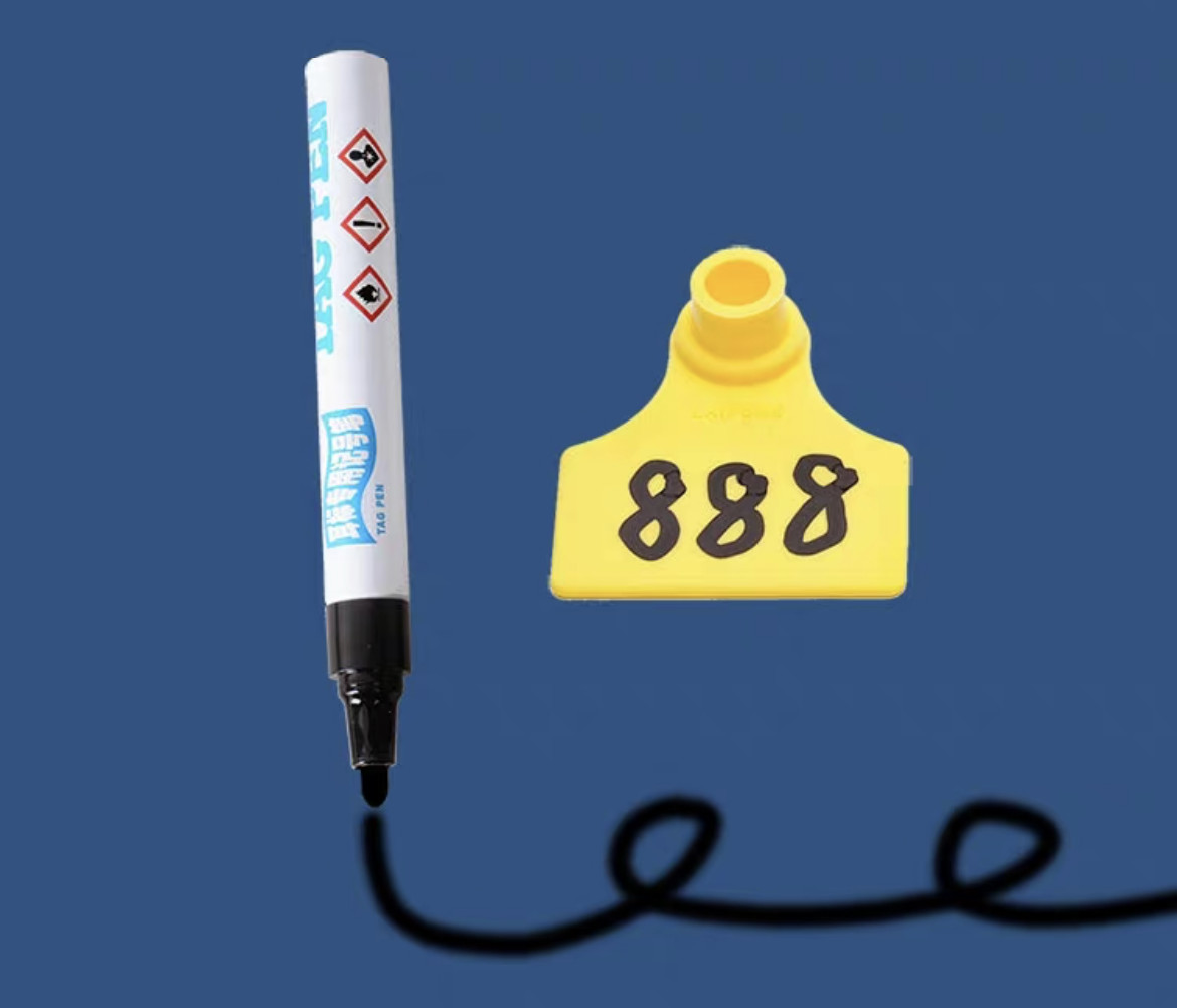 Black Ink Animal Ear Tag Marker Pen Fast Drying 14.5*15mm