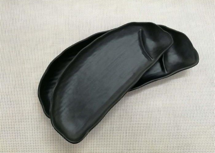 Half-moon Black Melamine Plate Imitation Porcelain Dinnerware Sets Length 27cm