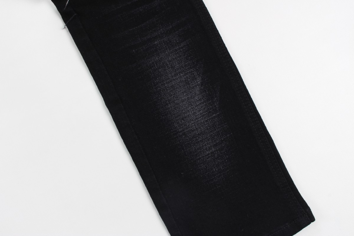 12 Oz Black And Black Backside Crosshatch Slub Denim Jeans Fabric