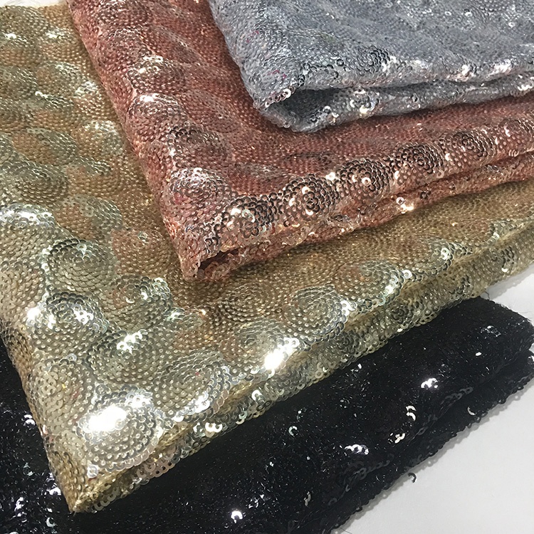 Hot Foil Stamping Double Sided Sequin Fabric Bulk Flocked Lightweight