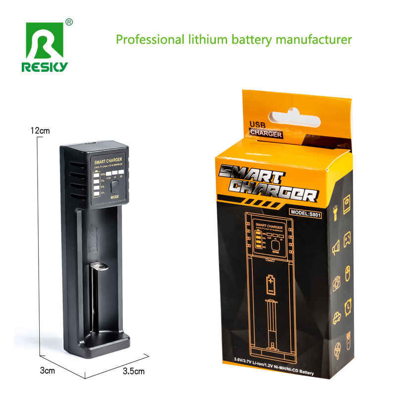 Li-ion Rechargeable Battery Charger 1 Slot 5V 2A For 18650 26650 18500 Battery