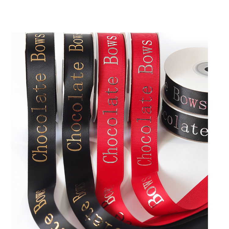 Satin Material Personalised Printed Ribbon Red / Black Color 10 - 100MM Width