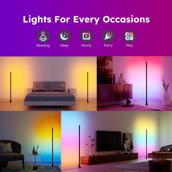 Decorative Floor Lamp Ambient Light RGB Dimmable For Home Corner 1.5M Height
