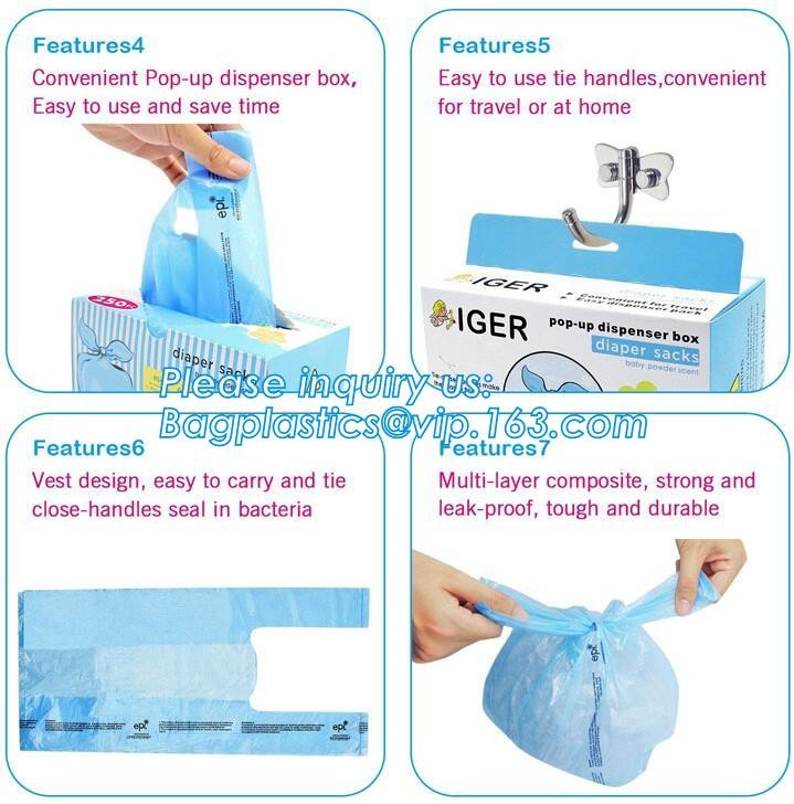 Bio-degradable Fragrance Free Nappy Sacks disposable diaper bags, ok compost home certified 100% biodegradable nappy sac