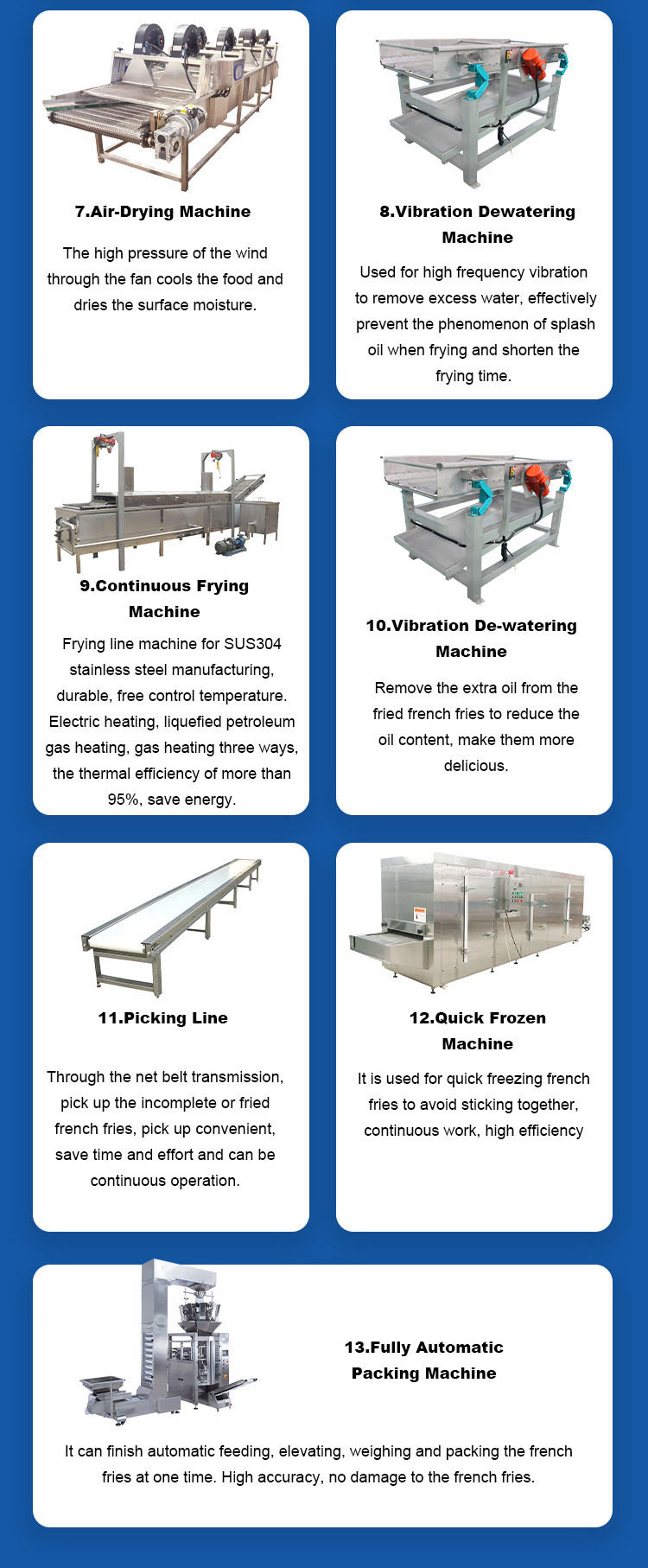 50kg-500kg French Fries Potato Chips Processing Line High Productivity