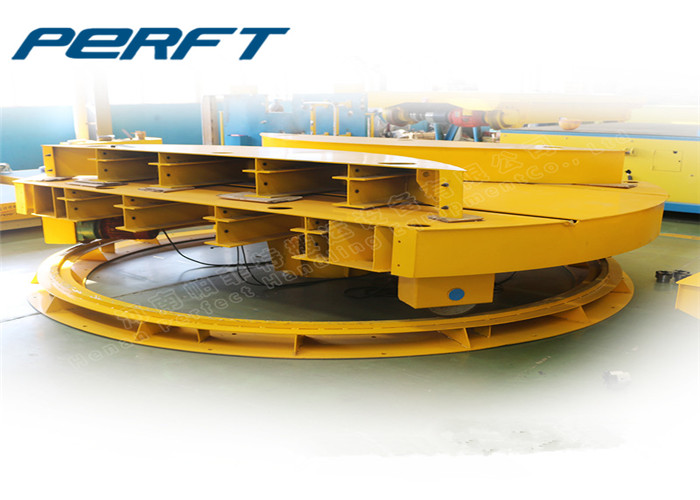 Turntable factory transfer cart on rails for Workshop material turnover transportation