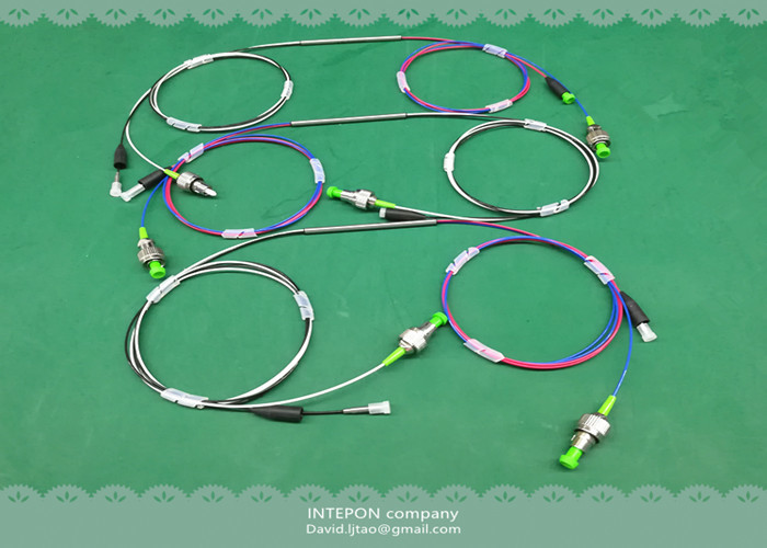 Fiber coupler, 1310nm &1550nm, 1x2 port, dual window, non-standard connector, 1m fiber length.