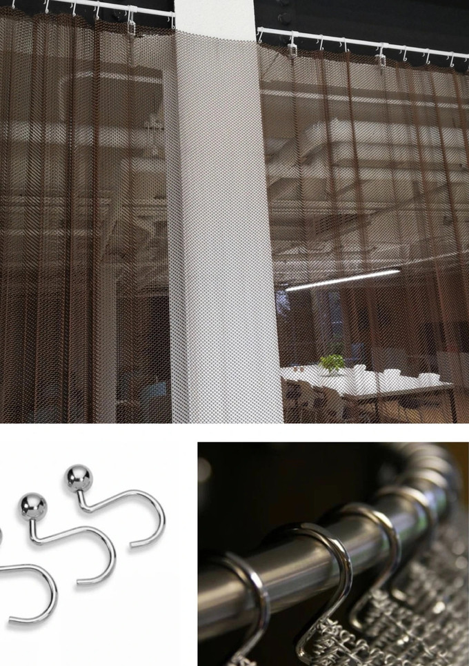 Aluminium Alloy Coil Mesh Drapery Copper Color Used As Space Divider Curtains