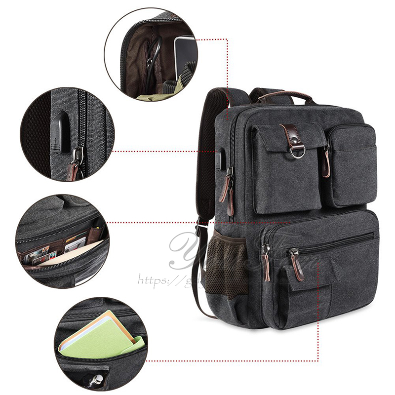 Vintage Canvas Laptop Backpack army rucksack
