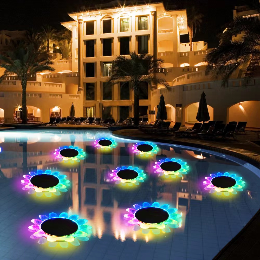 OEM IP68 Multi Color LED Solar Float Lamp For Swimming Pool Night Light Stair Light