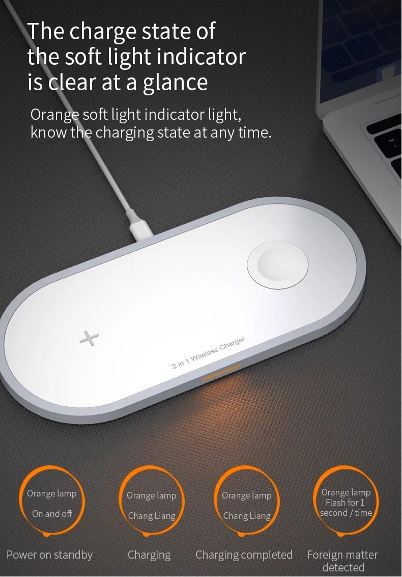 Wireless Charger Pad,Wireless Charging Dock Station for iWatch 5/4/3,Airpods 2/Pro,Fast Wireless Charging Pad for iPhone